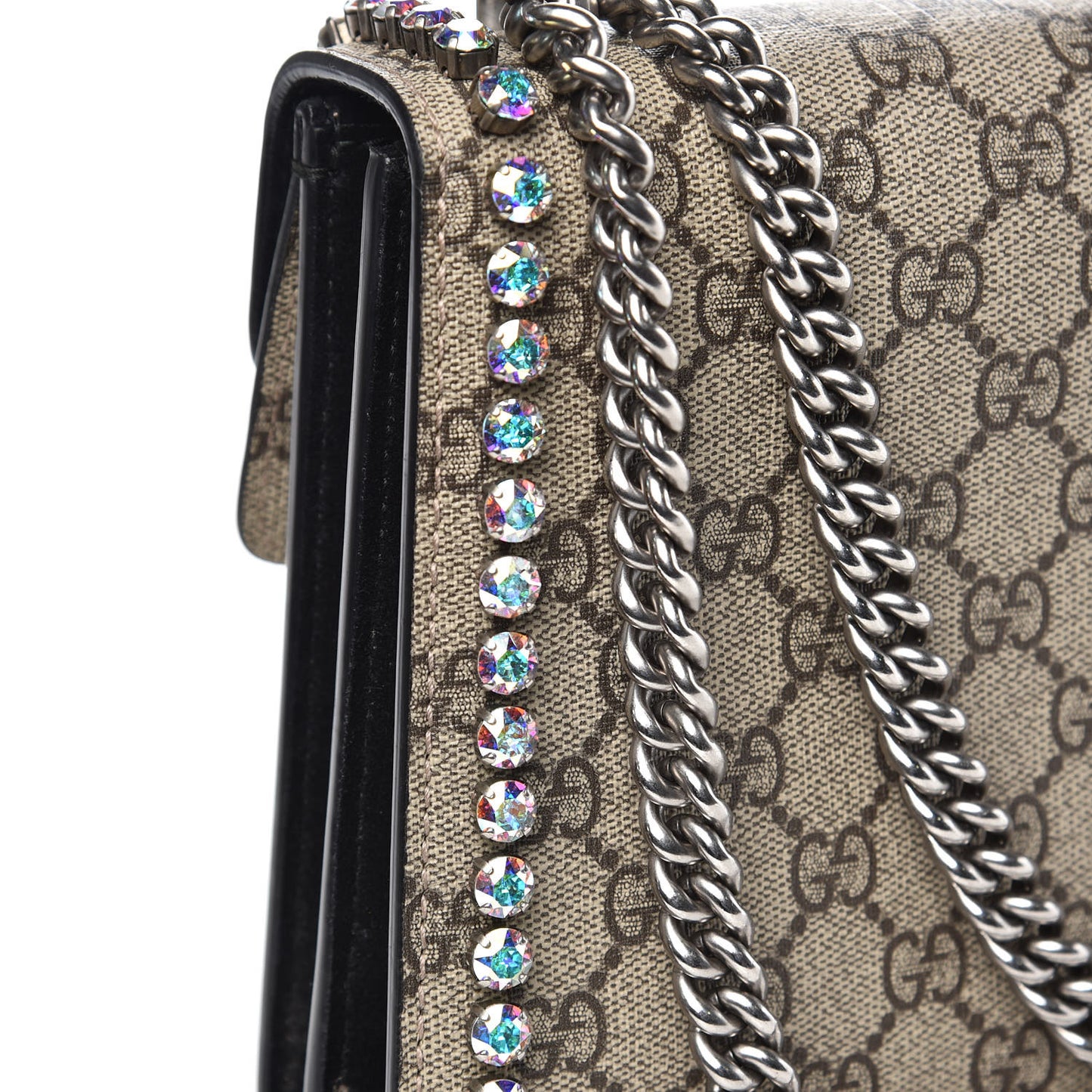 GG Supreme Monogram Crystal Small Dionysus Shoulder Bag Black