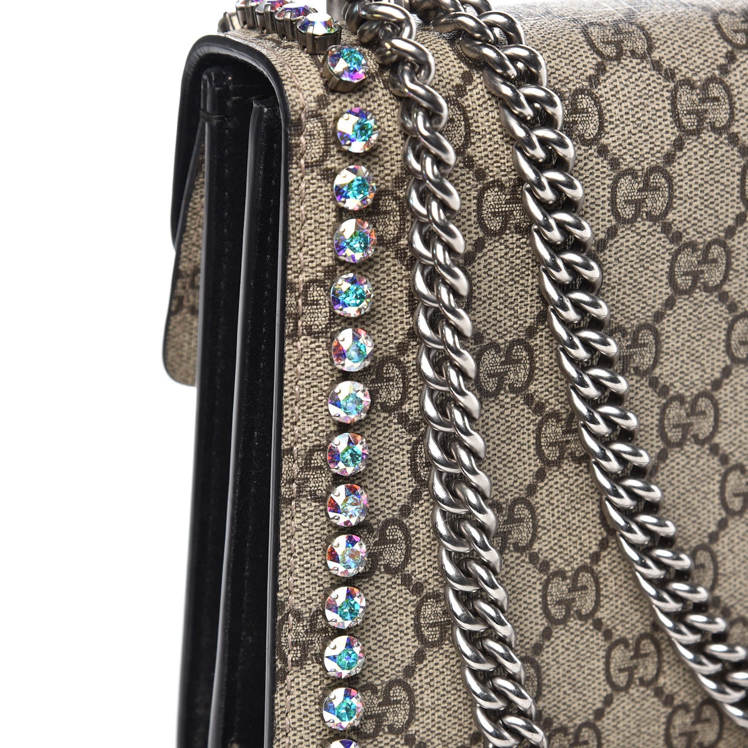 Gucci GG Supreme Monogram Crystal Small Dionysus Shoulder Bag Black 6 of 11