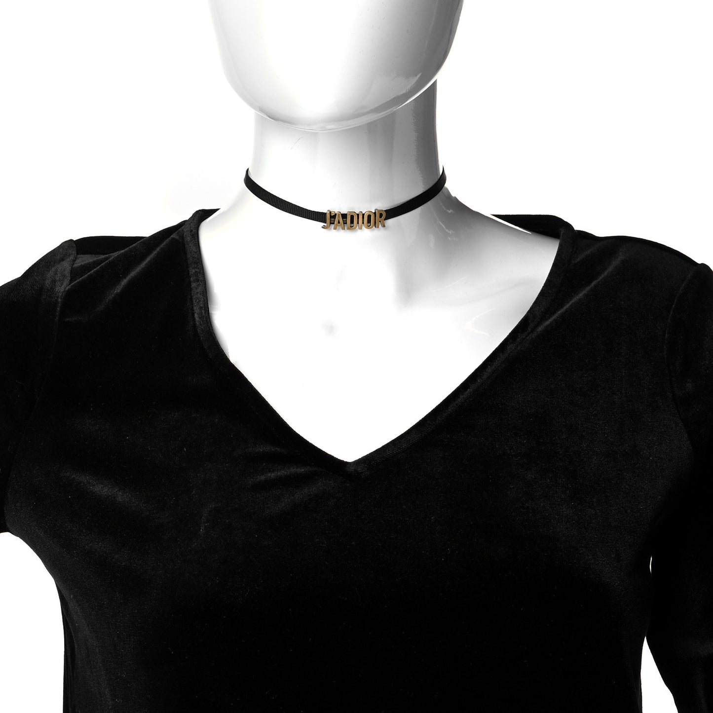 Grosgrain Ribbon J'Adior Logo Choker Necklace Black