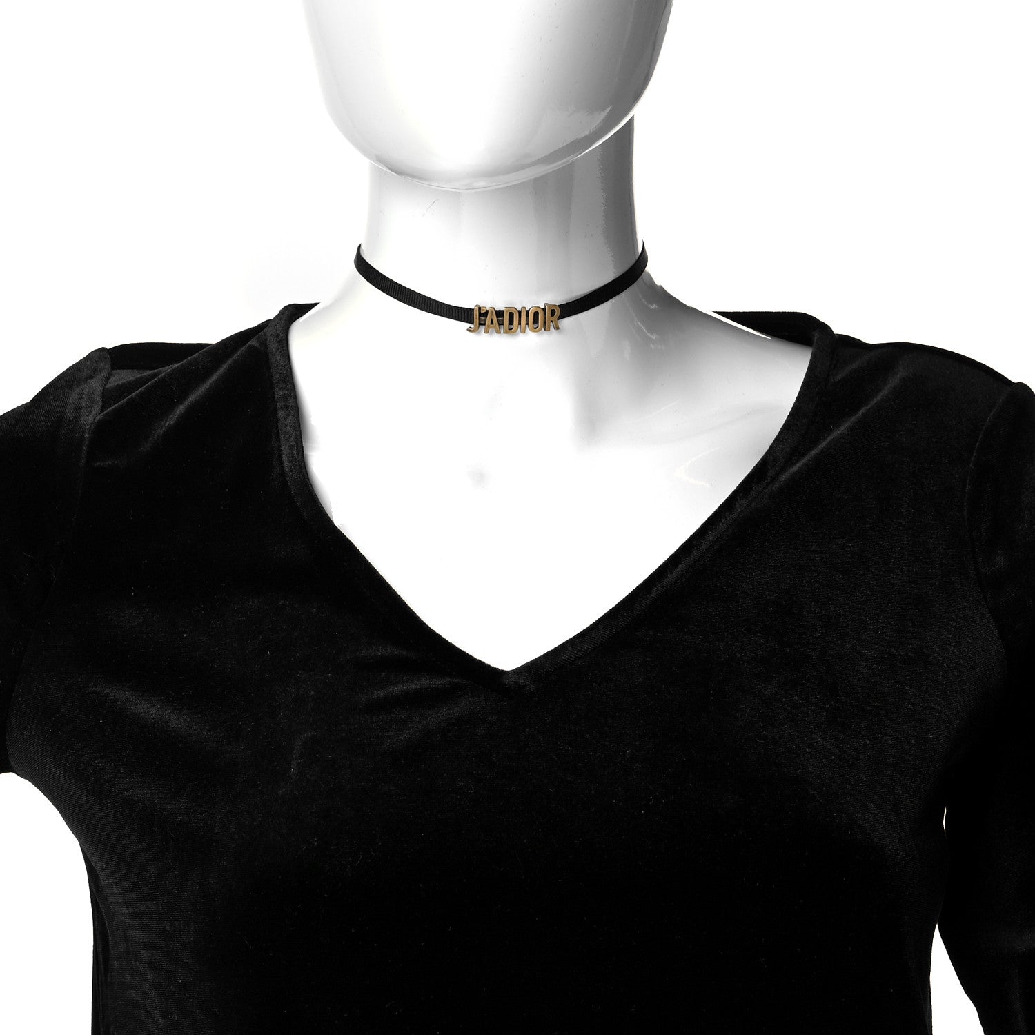 Christian Dior Grosgrain Ribbon J'Adior Logo Choker Necklace Black 2 of 5