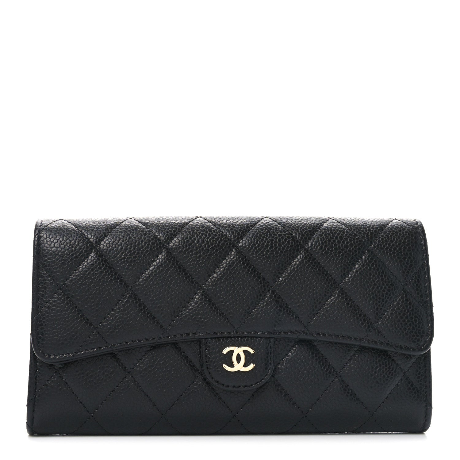 Chanel Caviar Quilted Large Gusset Flap Wallet Black 1 of 7