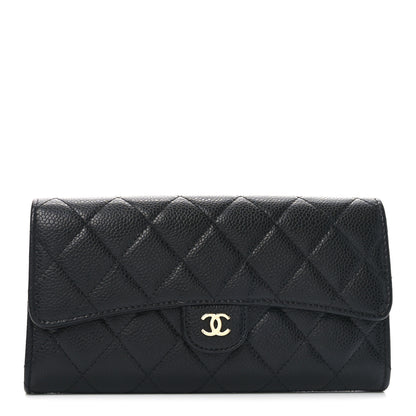 Chanel Caviar Quilted Large Gusset Flap Wallet Black 1 of 7