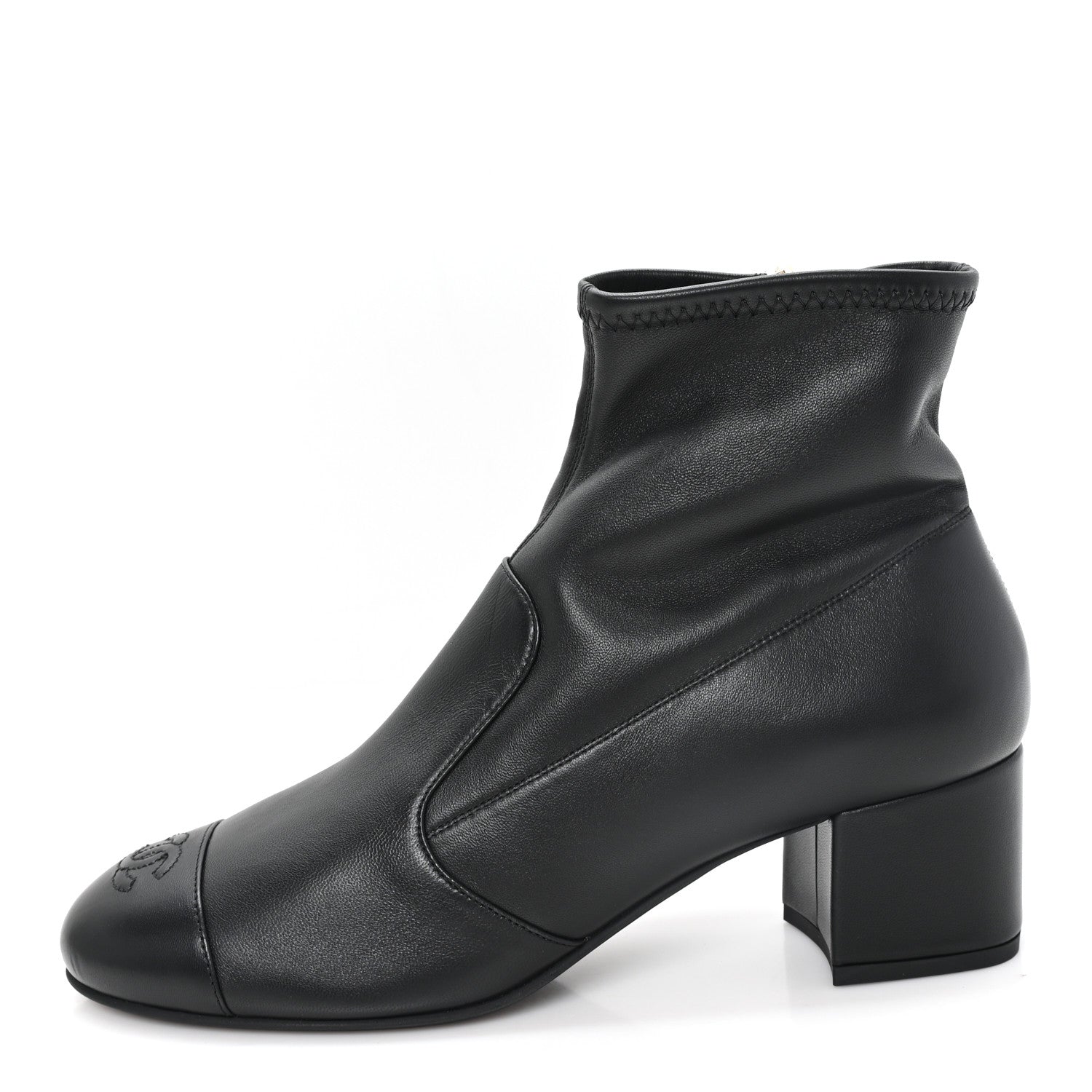 Chanel Stretch Lambskin Cap Toe CC Uniform Short Boots 41 Black 1 of 9