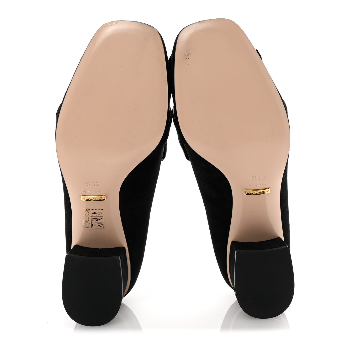 Kid Scamosciato GG Marmont Fringe 50mm Loafer Pumps 39.5 Black