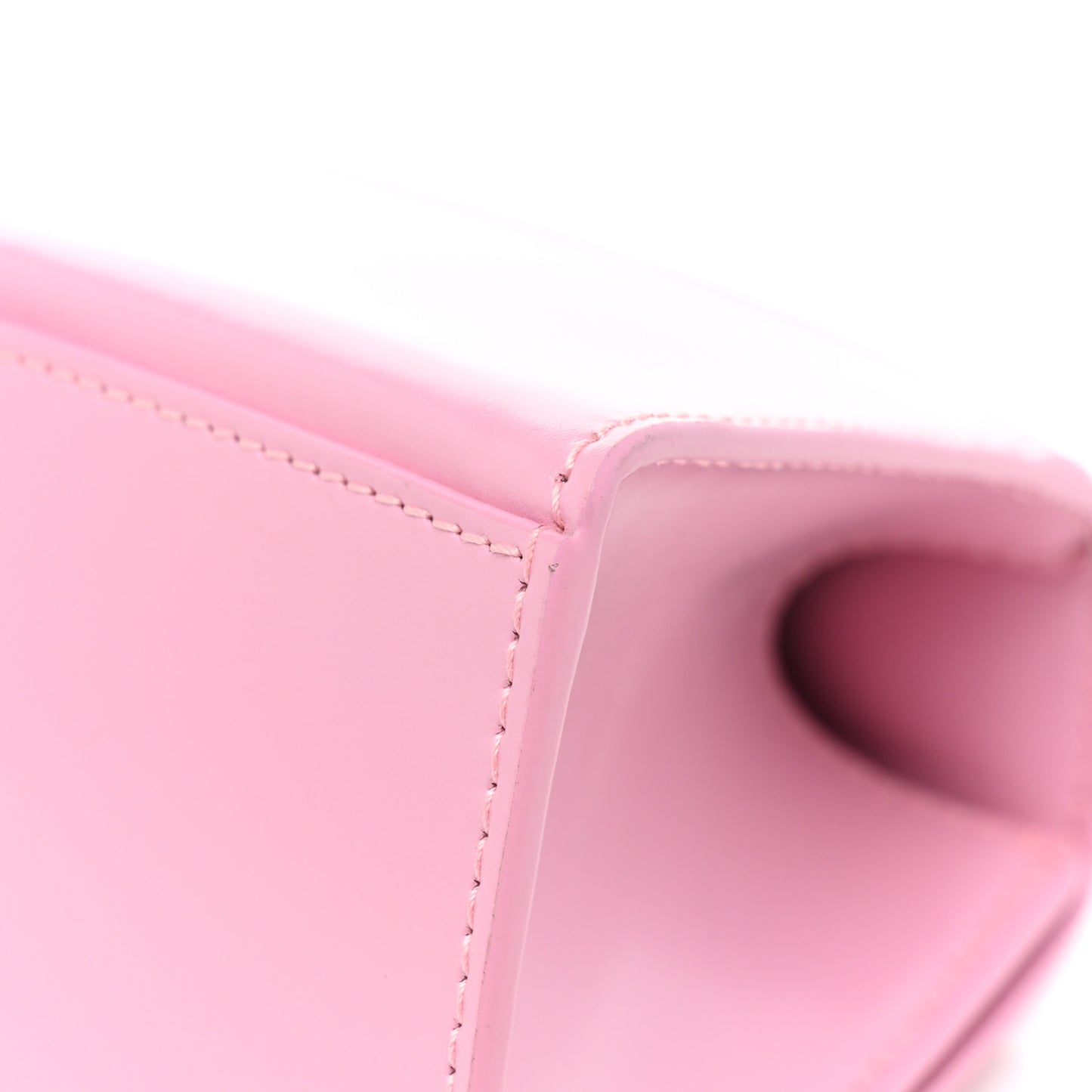 Shiny Box Calfskin Tonal B Hourglass Top Handle Bag XS Candy Pink