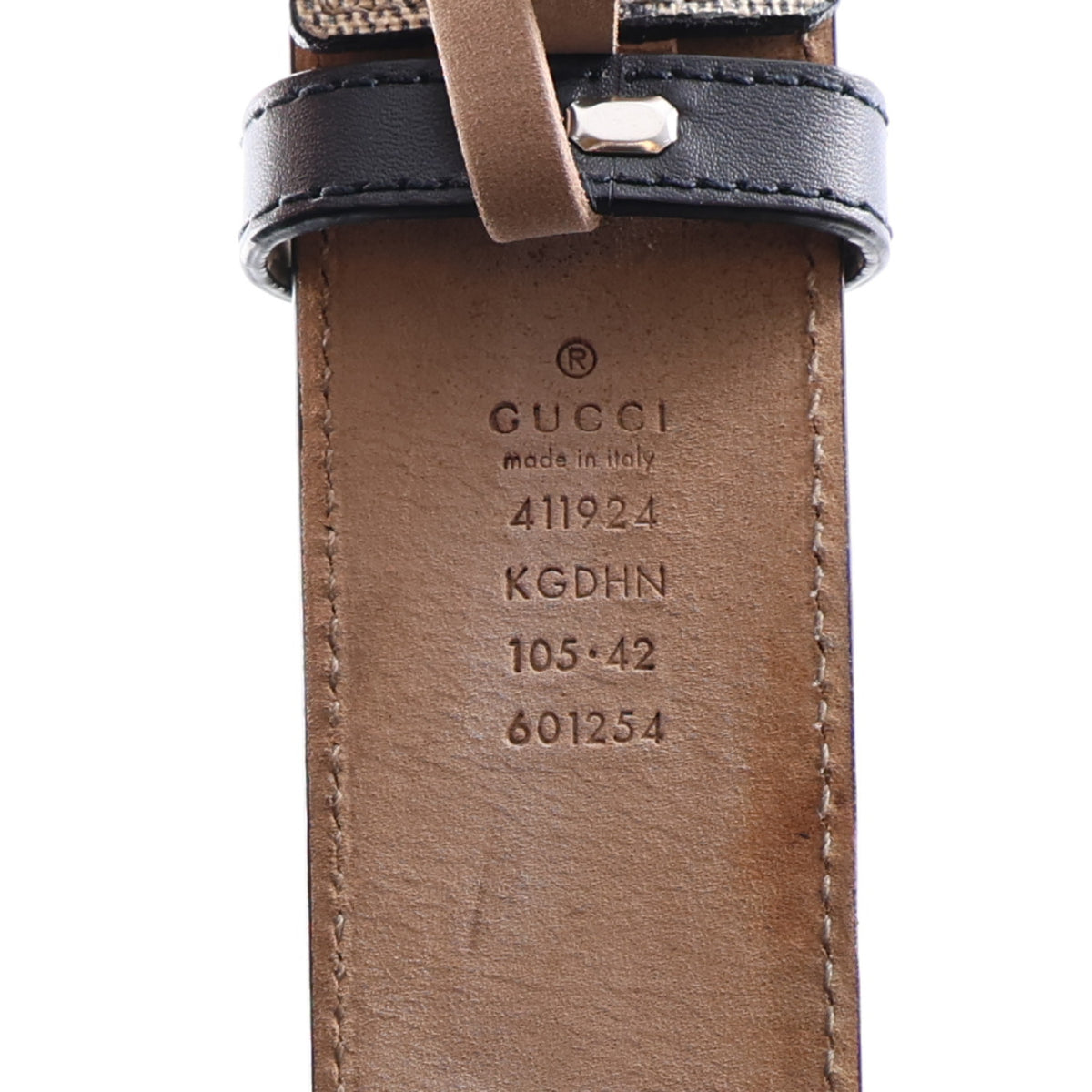 Gucci GG Supreme Monogram Selleria Calfskin Interlocking G 40mm Belt 105 42 Beige Ebony Blue 5 of 6