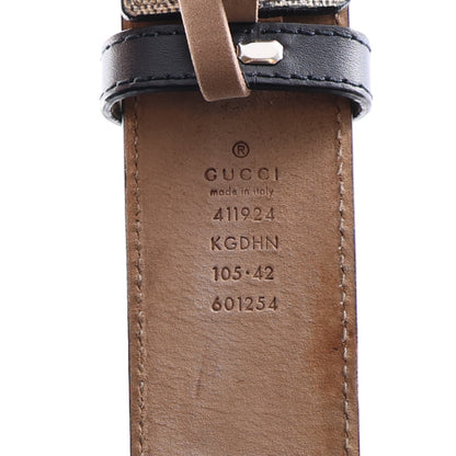 Gucci GG Supreme Monogram Selleria Calfskin Interlocking G 40mm Belt 105 42 Beige Ebony Blue 5 of 6