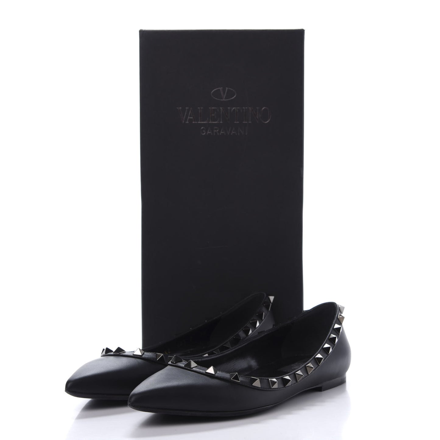 Nappa Rockstud Ballerina Flats 38 Black