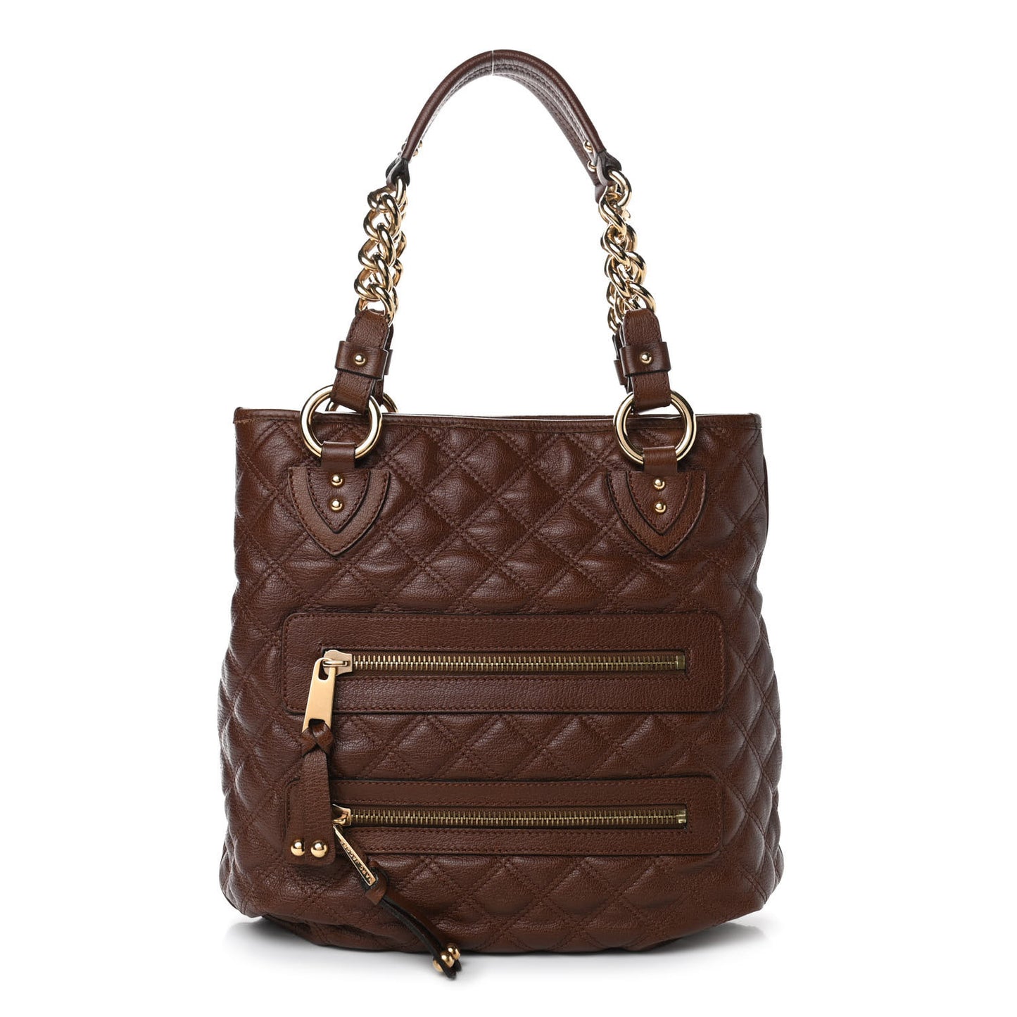 Calfskin Quilted Tote Brown