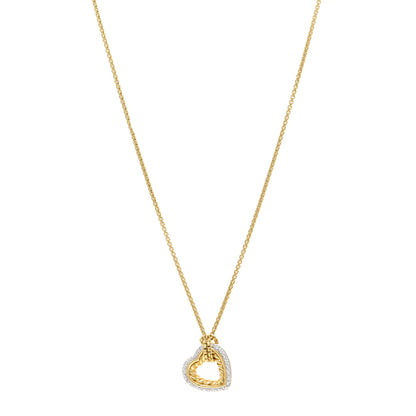 David Yurman DAVID YURMAN 18K Yellow Gold Diamond Open Heart Cable Pendant Necklace 1 of 4