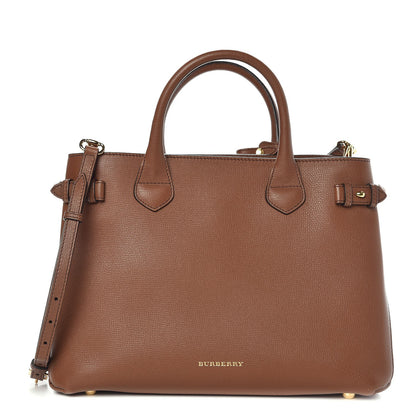 Burberry Grainy Calfskin House Check Medium Banner Tote Tan 1 of 11
