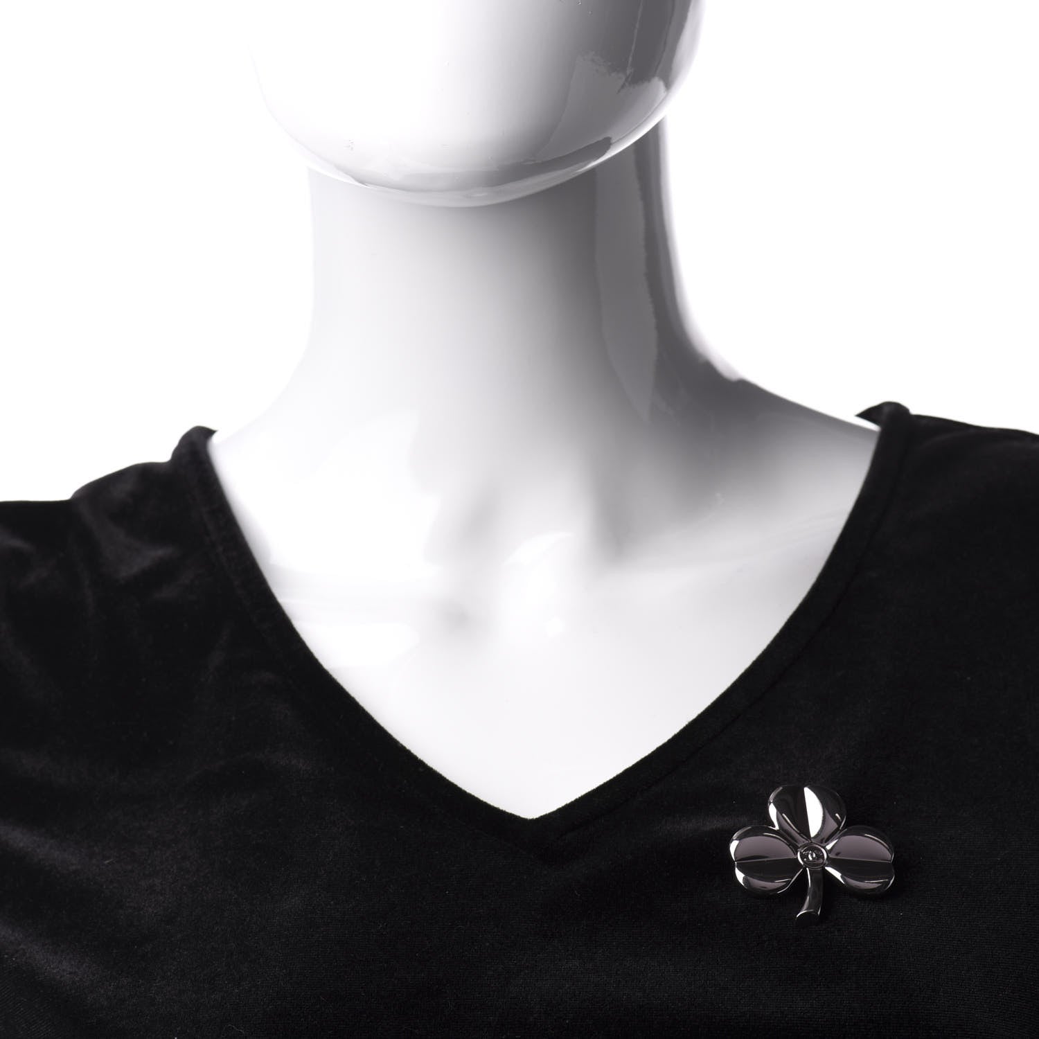 Chanel Metal CC Clover Pin Pink 2 of 3