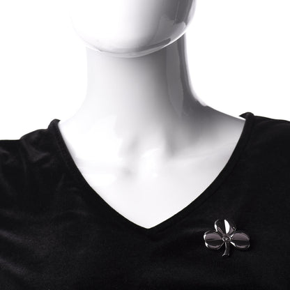 Chanel Metal CC Clover Pin Pink 2 of 3