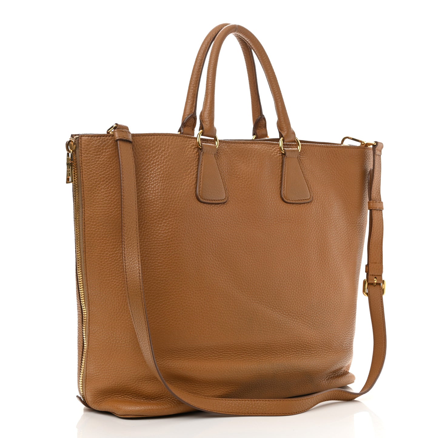 Vitello Daino Side Zip Tote Cannella