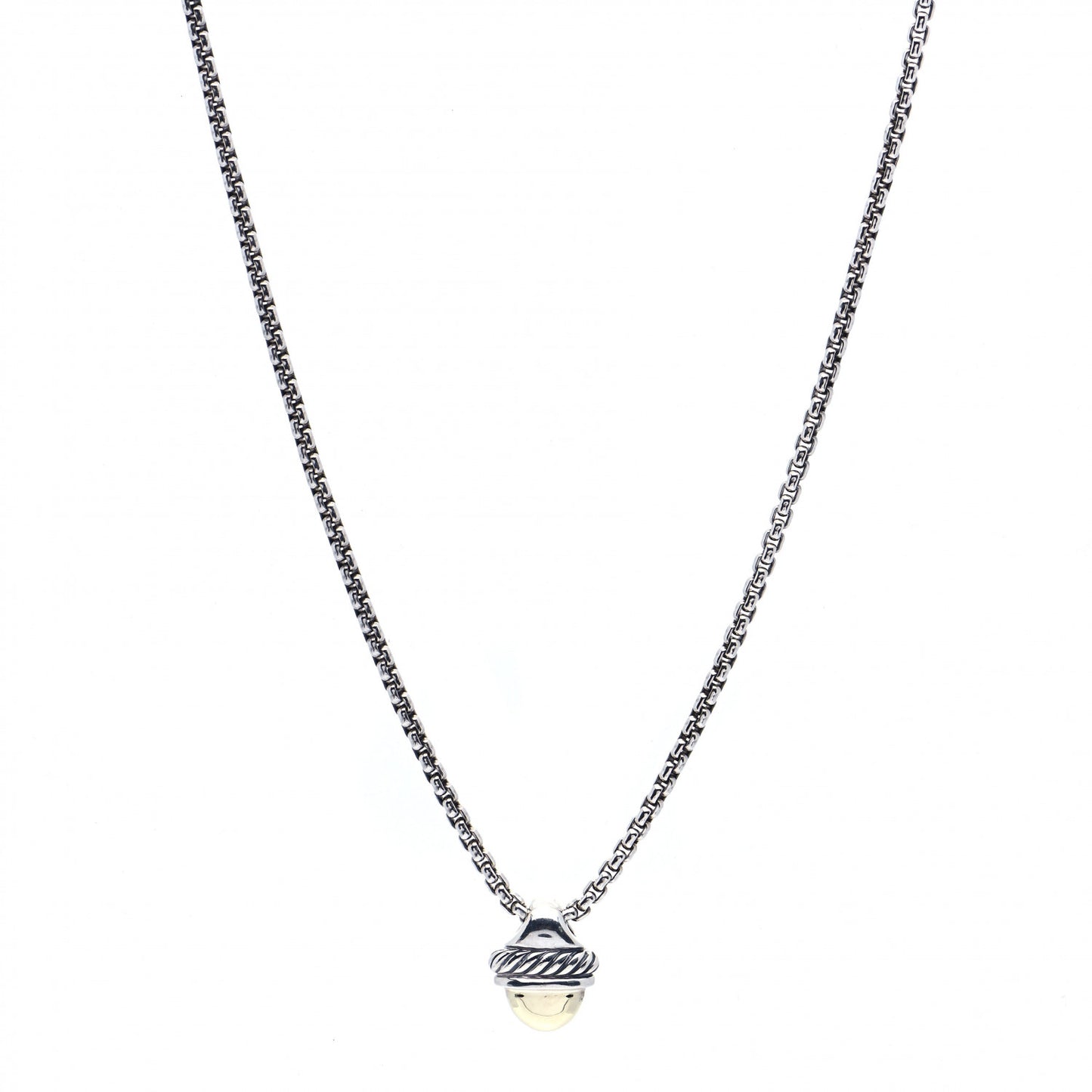 Sterling Silver 14K Yellow Gold Acorn Pendant Necklace