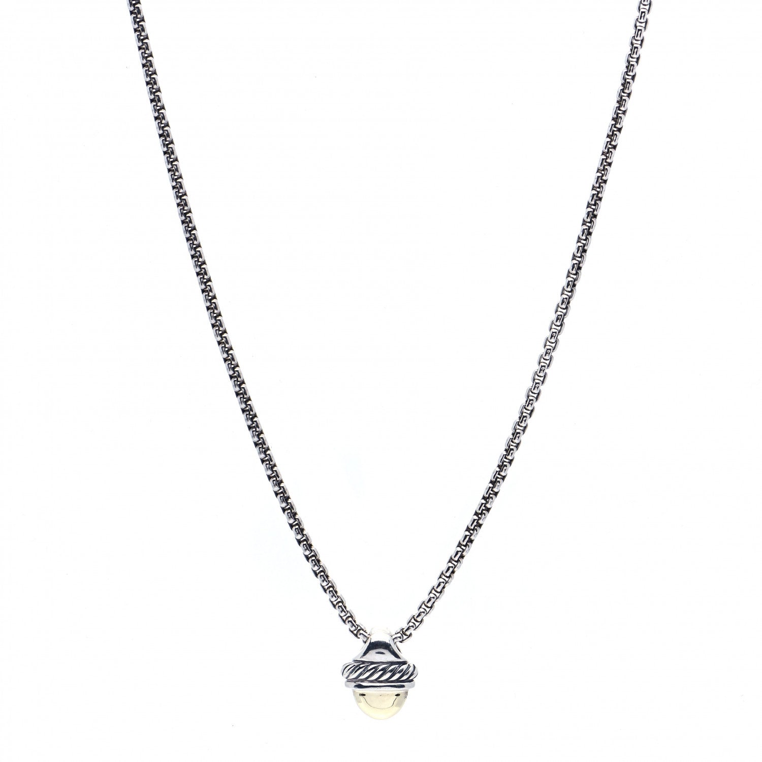 David Yurman Sterling Silver 14K Yellow Gold Acorn Pendant Necklace 1 of 5