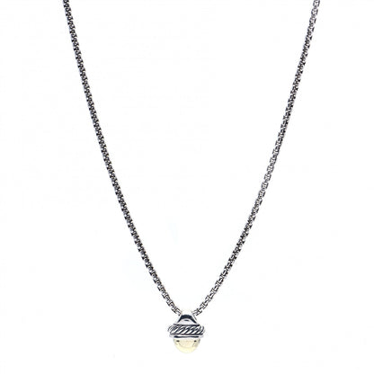 David Yurman Sterling Silver 14K Yellow Gold Acorn Pendant Necklace 1 of 5