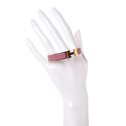 Hermes Enamel Narrow Clic Clac H Bracelet PM Rose Velours 2 of 5