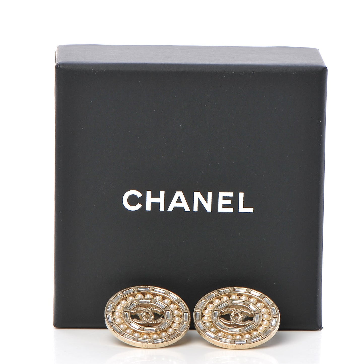 Pearl Crystal CC Earrings Light Gold