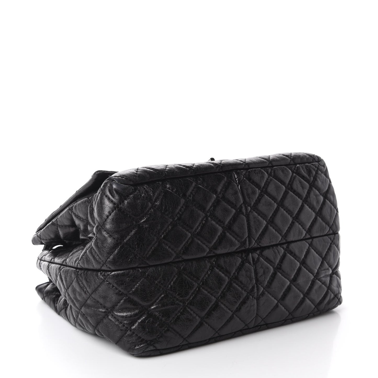 Metallic Aged Calfskin Quilted Reissue 2.55 Accordion Flap Black