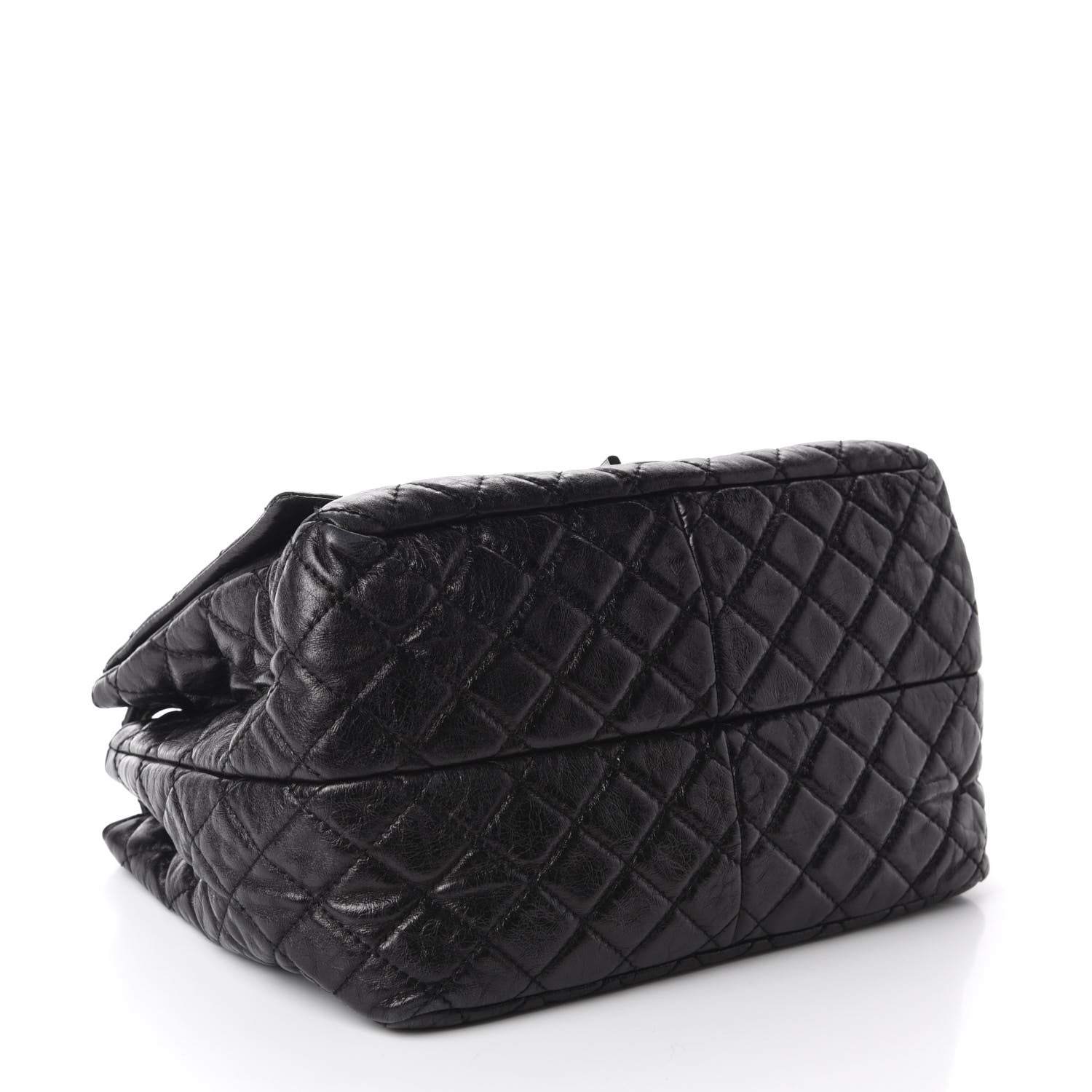 Chanel Metallic Aged Calfskin Quilted Reissue 2.55 Accordion Flap Black 4 of 10