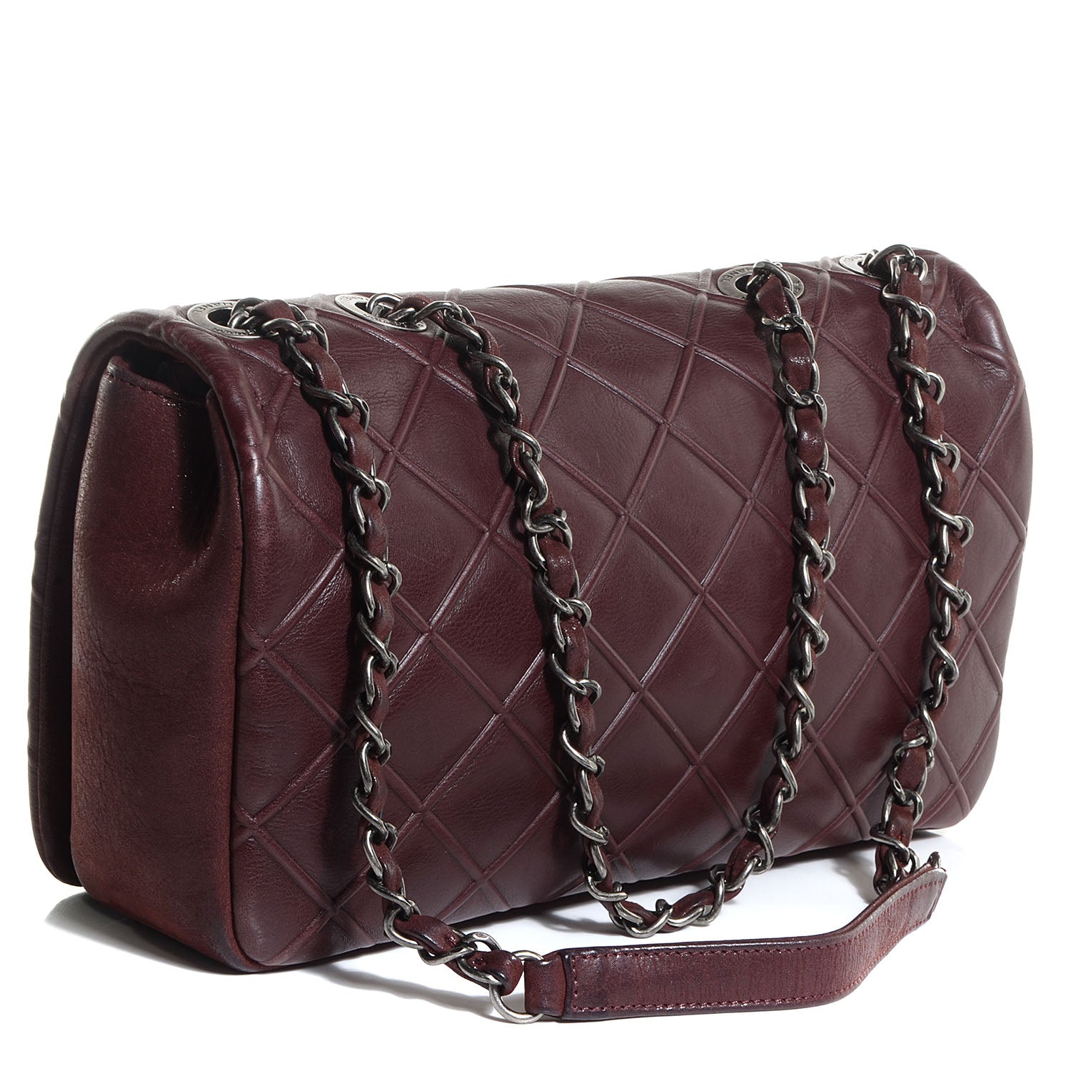 Chanel Calfskin Diamond Embossed New Chic Flap Burgundy 3 of 9