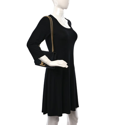 Louis Vuitton Calfskin Chain Louise MM Black 2 of 9