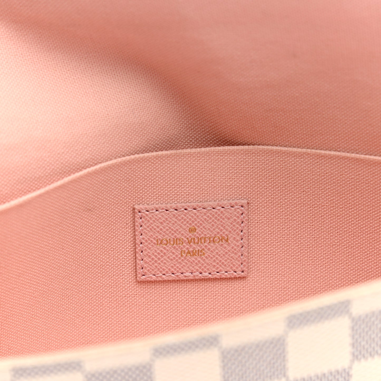 Damier Azur Pochette Felicie Chain Wallet Rose Ballerine