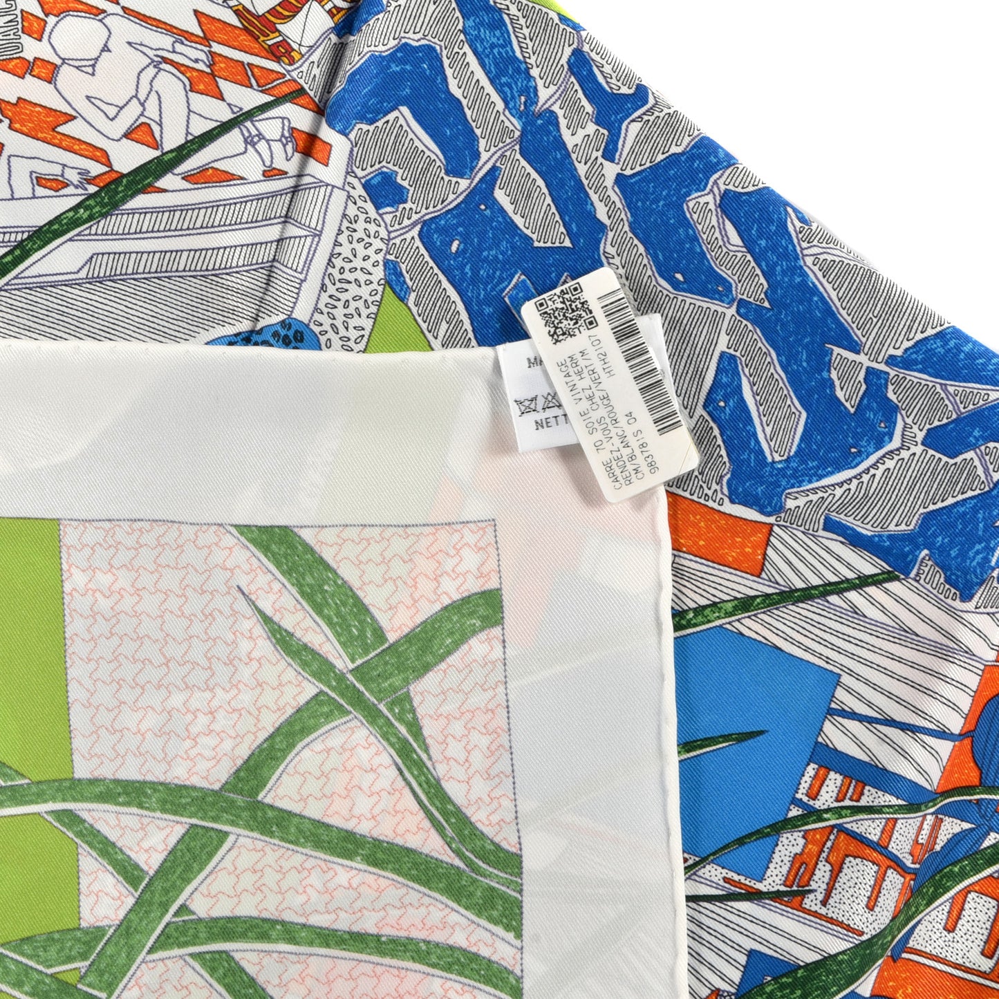 Silk Rendez-Vous Chez Scarf 70 Blanc Rouge Vert Multi