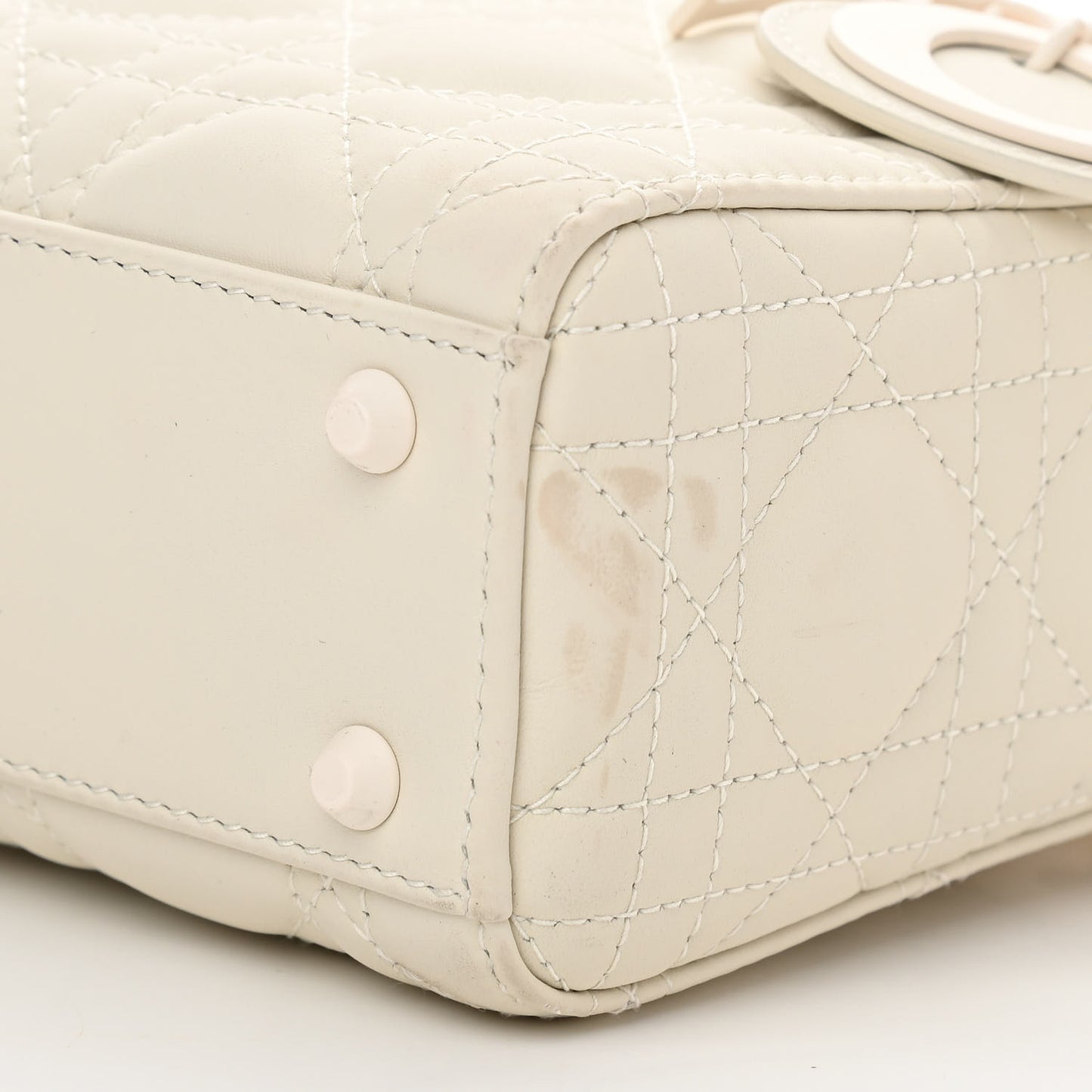 Ultra Matte Calfskin Cannage Mini Lady Dior White
