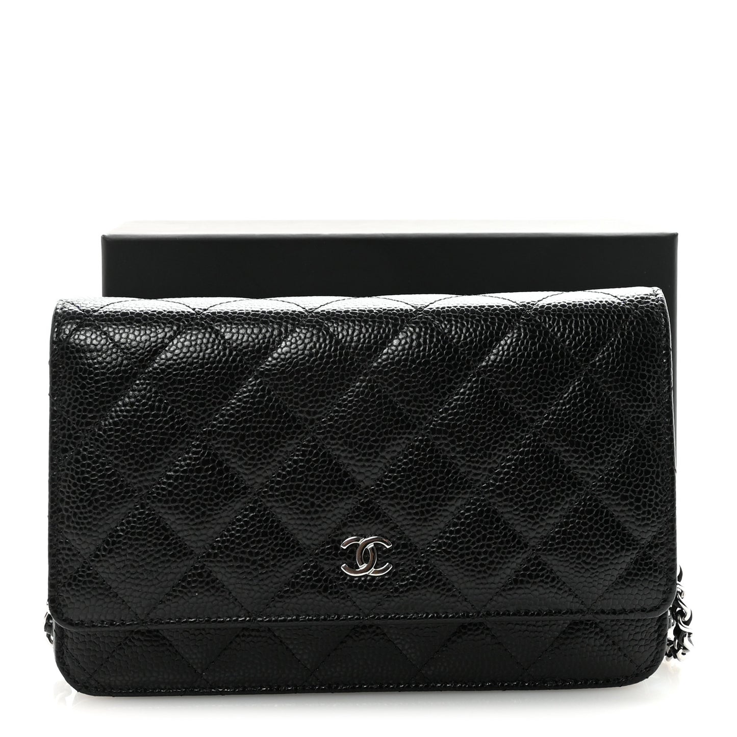 Caviar Quilted Wallet on Chain WOC Black