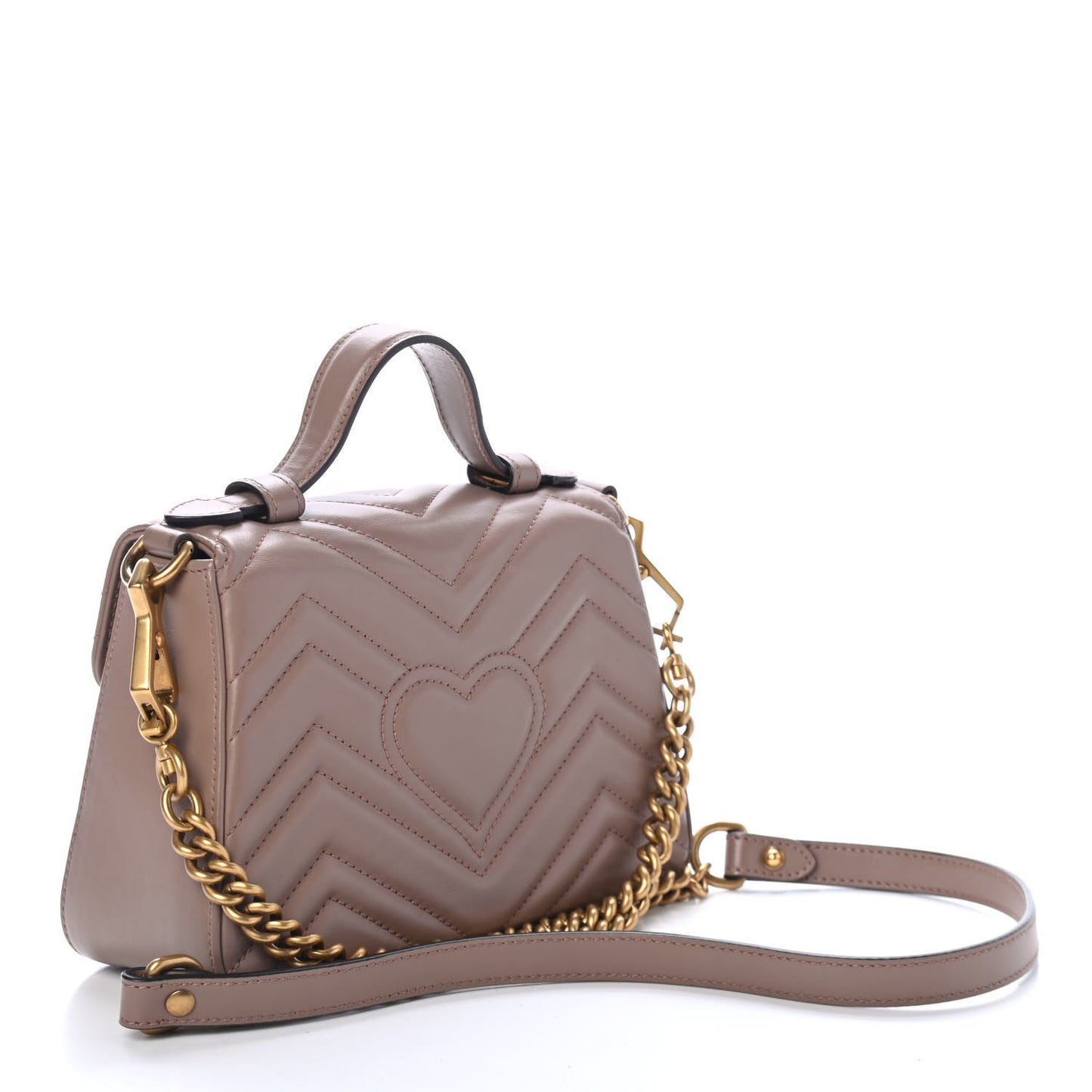 Calfskin Matelasse Mini GG Marmont Top Handle Shoulder Bag Porcelain Rose