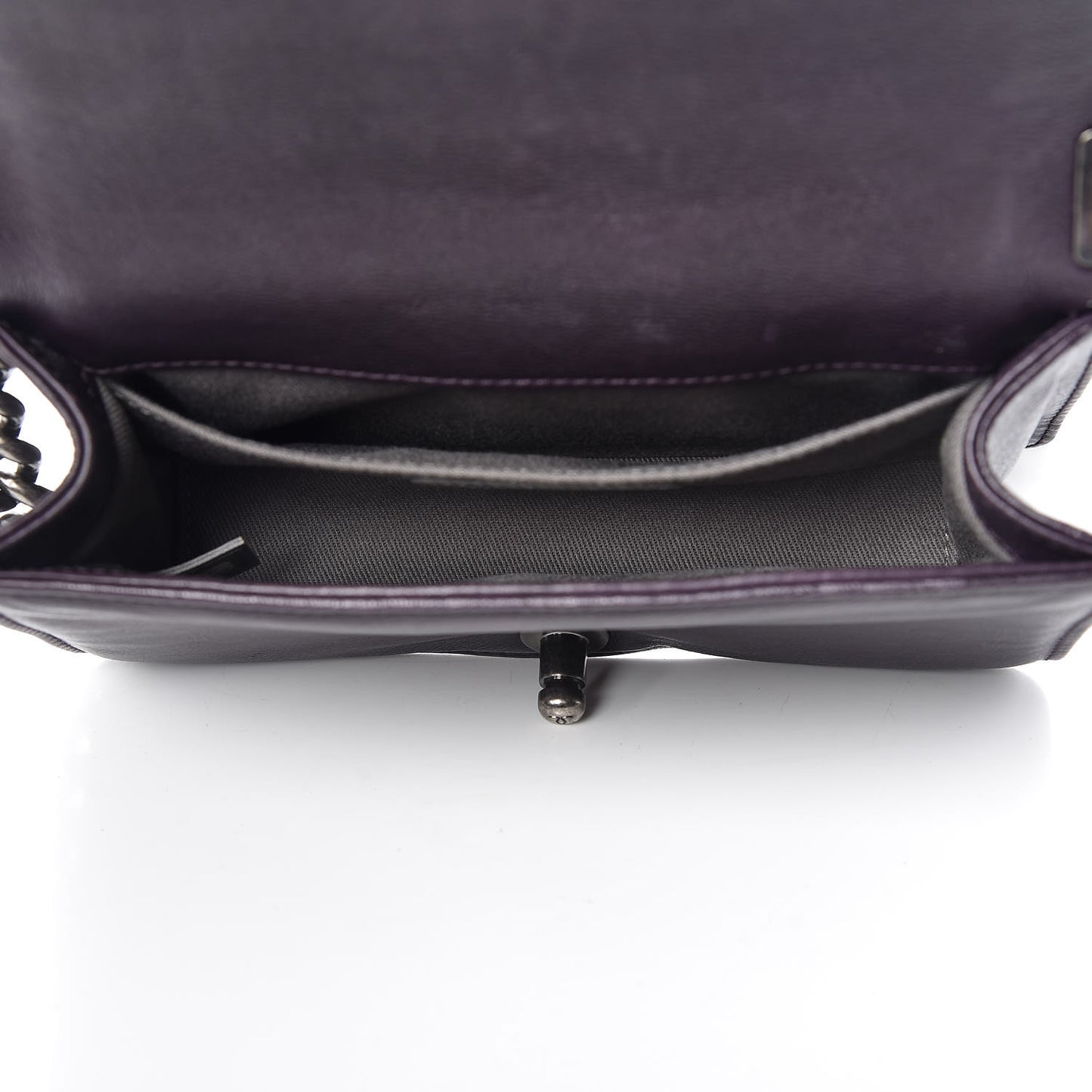 Calfskin Crystal Embossed Small Boy Flap Plum