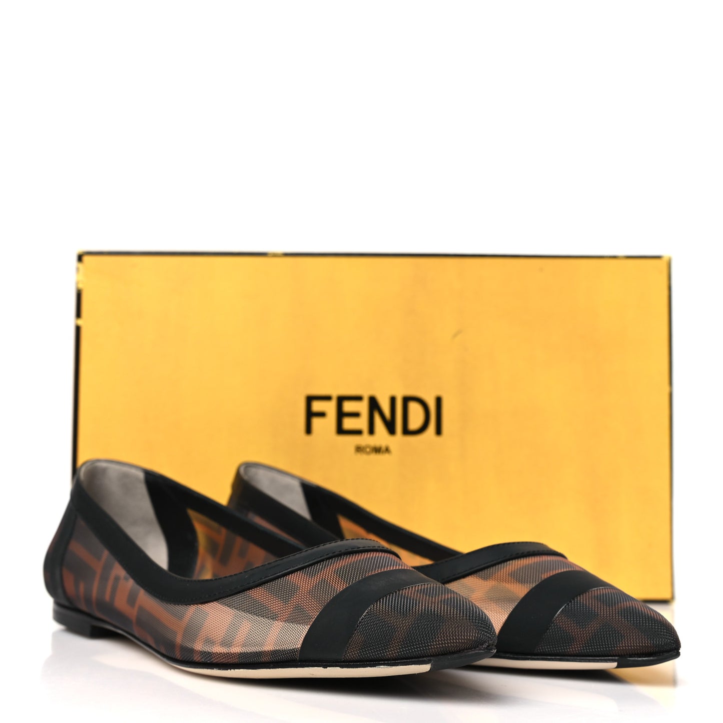 Mesh FF Skimmer Ballerina Flats 36 Tobacco Moro Black