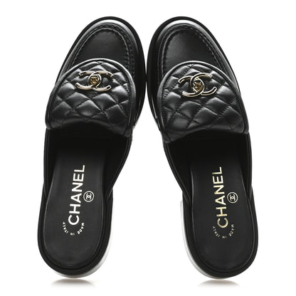 Chanel Lambskin Quilted CC Turnlock Mules 36.5 Black 2 of 9