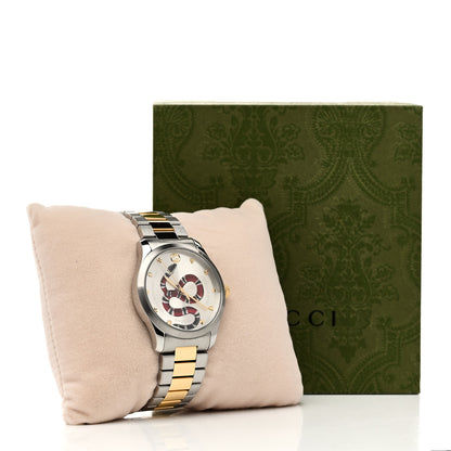 Gucci Stainless Steel 38mm G-Timeless Two Tone Snake Quartz Watch 5 of 5