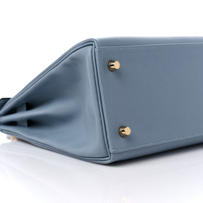 Hermes Evercolor Kelly Retourne 28 Bleu Lin 8 of 10