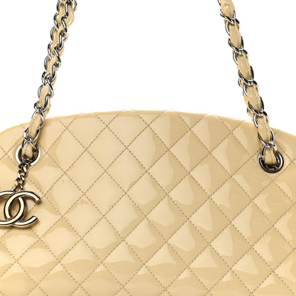 Chanel Patent Quilted Medium Just Mademoiselle Bowling Bag Beige 11 of 12