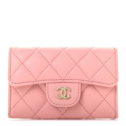 Chanel Caviar Quilted Flap Card Holder Wallet Light Pink 1 of 10
