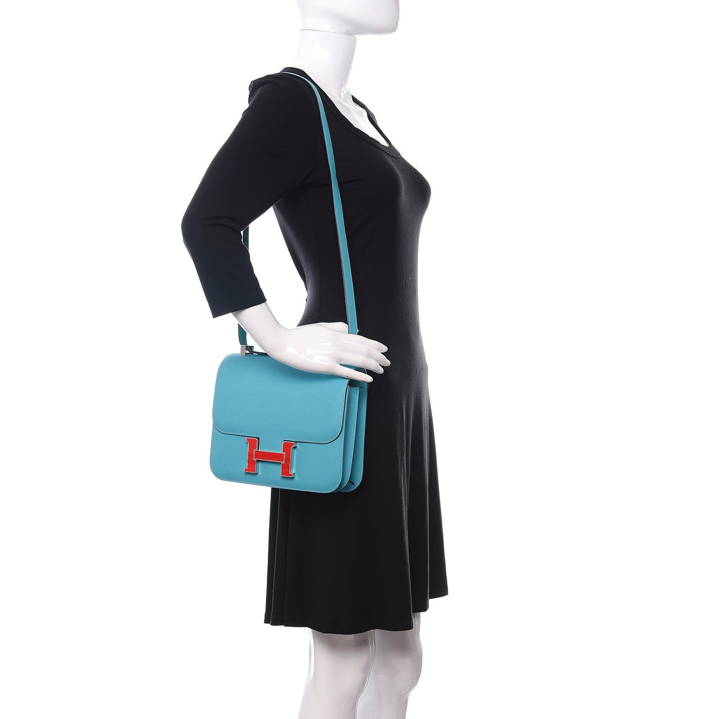 Epsom Enamel Constance 24 Bleu Du Nord Rouge