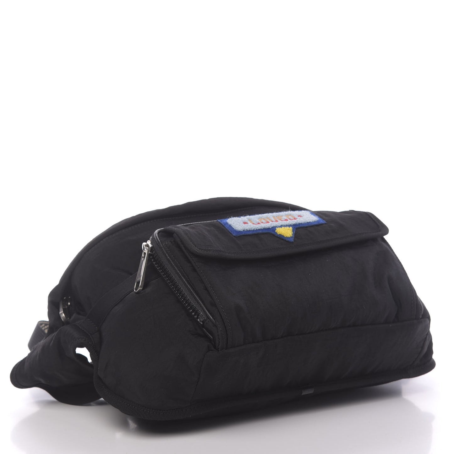 Nylon 80s Logo Patch Belt Bag Black