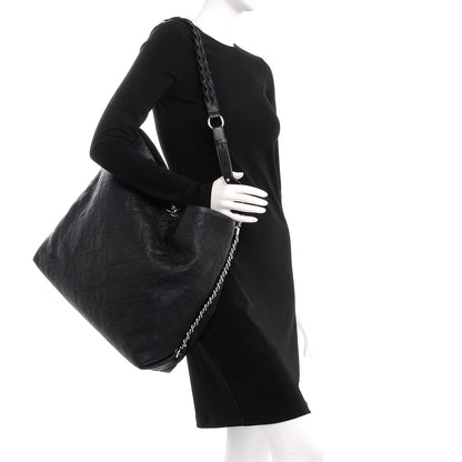 Chanel Grained Calfskin Stitched Large Braided With Style Hobo Black 2 of 7