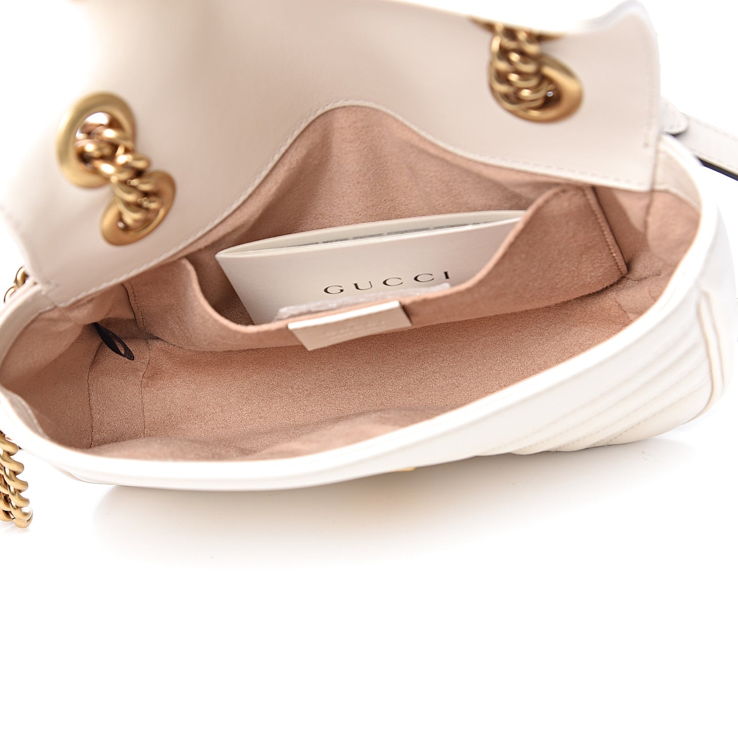 Calfskin Matelasse Mini GG Marmont Shoulder Bag White