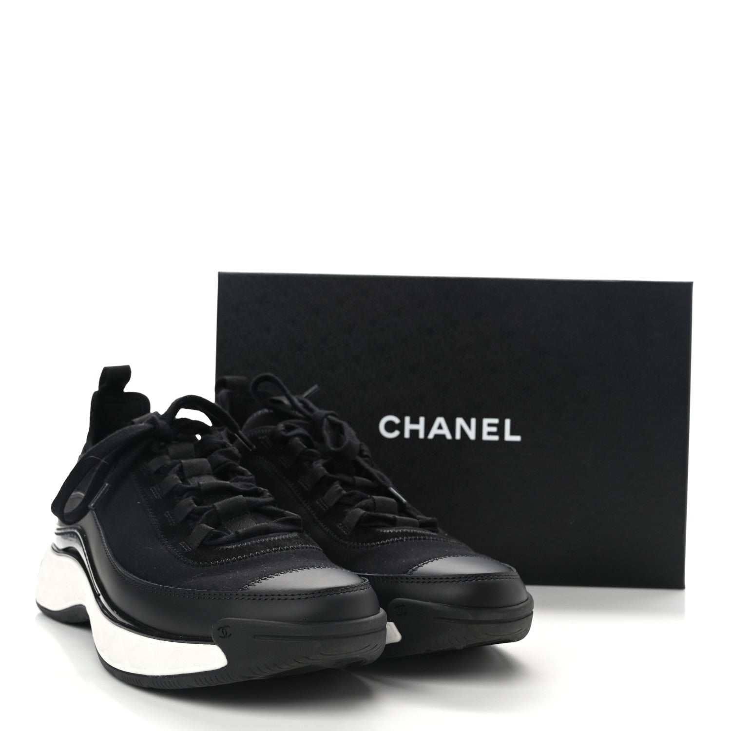 Chanel Velvet Calfskin Mixed Fibers CC Sneakers 40.5 Black 9 of 9
