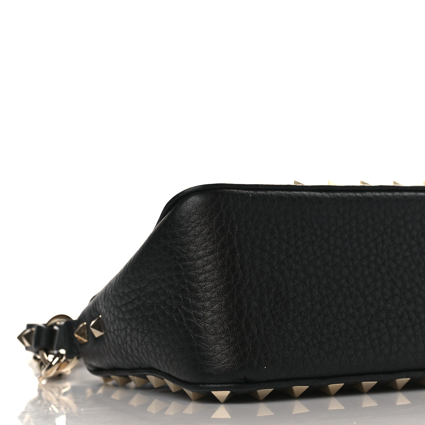 Grained Calfskin Small Rockstud Crossbody Bag Black