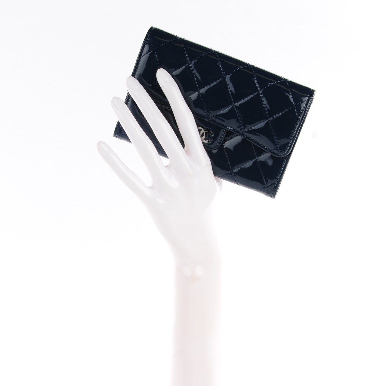 Chanel Patent Calfskin Quilted Small Flap Wallet Blue 2 of 8