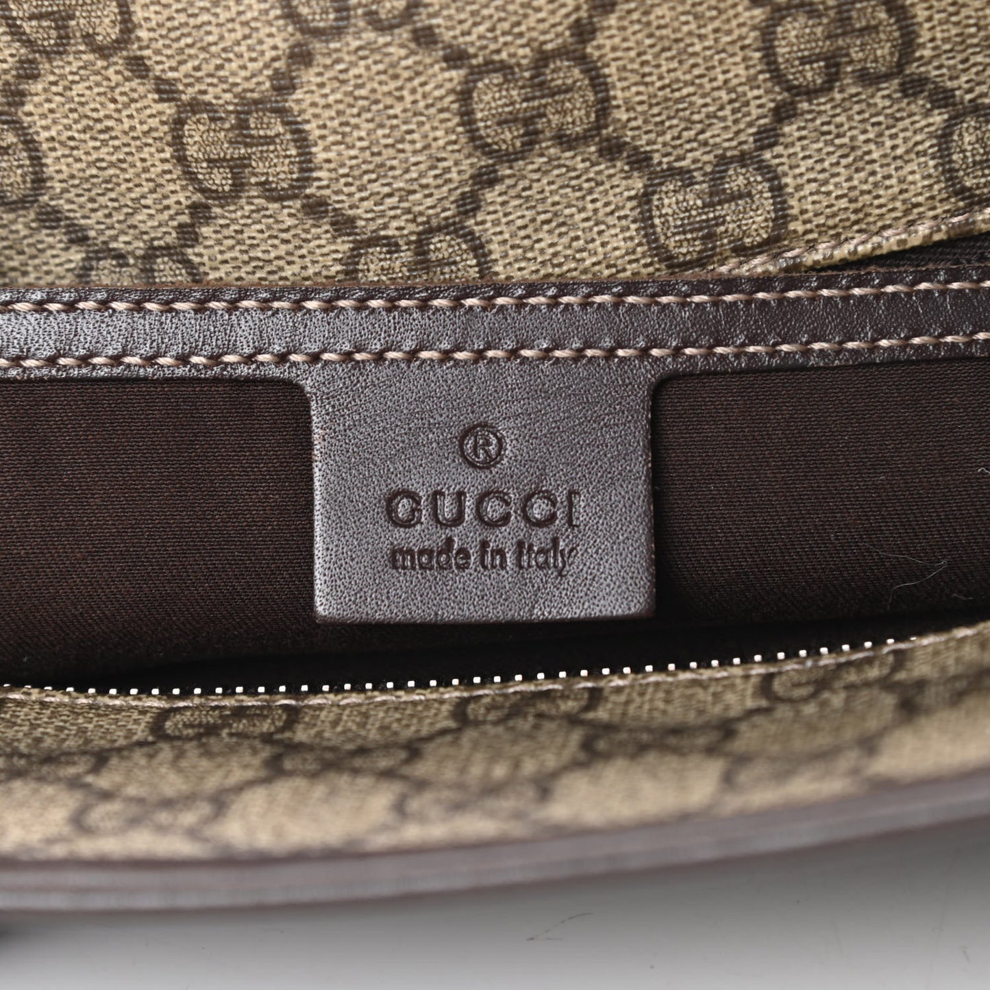GG Supreme Monogram Large Zippered Shopping Tote Brown