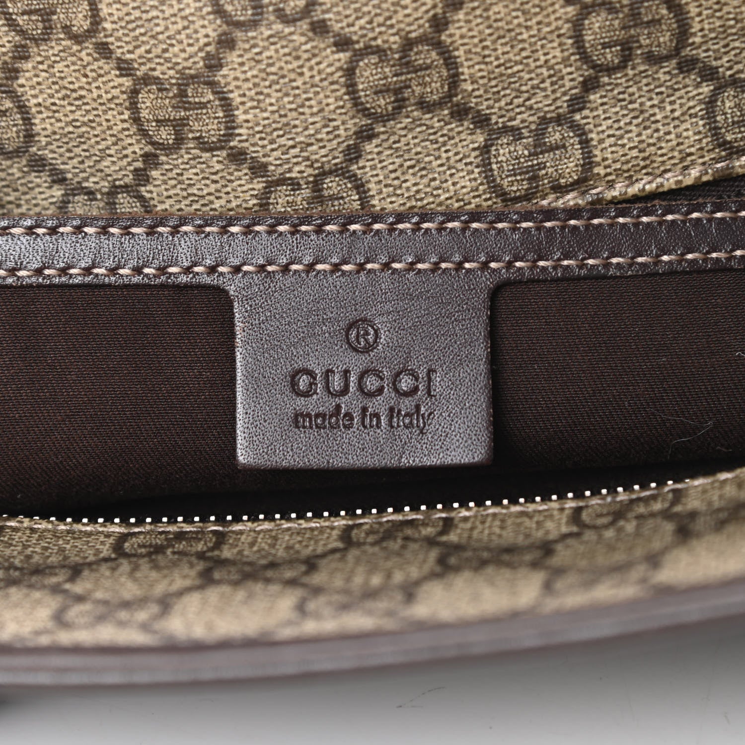 Gucci GG Supreme Monogram Large Zippered Shopping Tote Brown 6 of 15