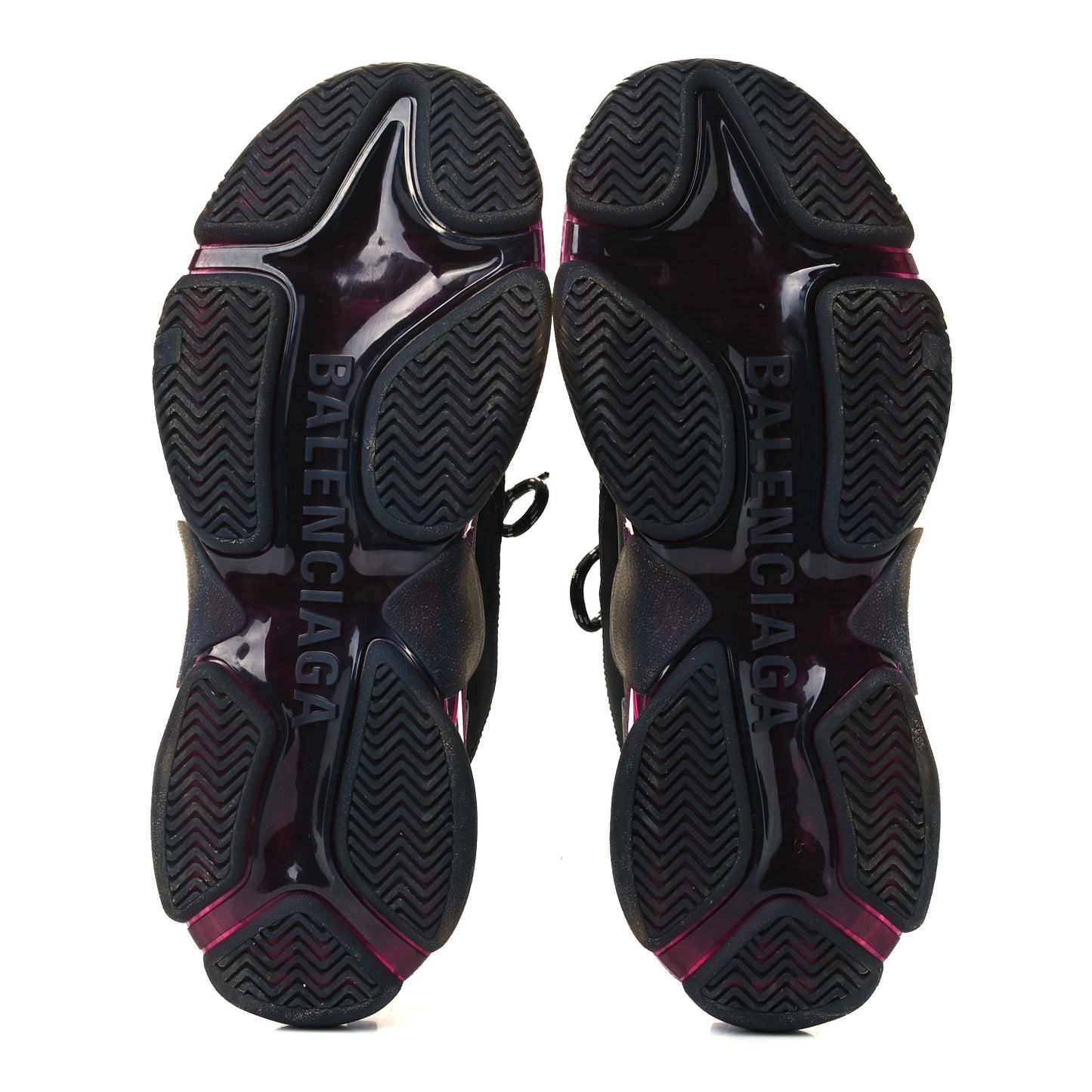 Fabric Mesh Clear Sole Mens Triple S Sneakers 45 Black Pink Neon