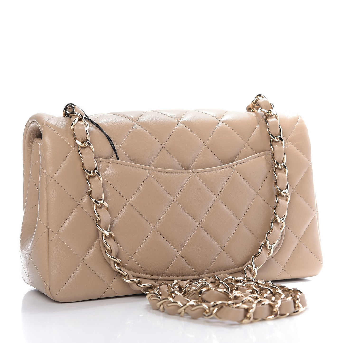 Lambskin Quilted Mini Rectangular Flap Beige